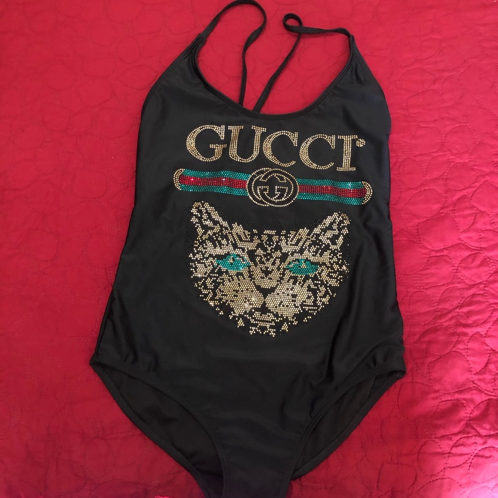 Authentic Gucci Mystic Cat Sparkle Swimsuit Large